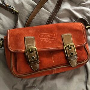 Coach suede leather handbag